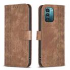 For Nokia G21 / G11 Plaid Embossed Leather Phone Case(Brown) - 1