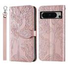 For Google Pixel 8 Pro Life Tree Embossing Pattern Flip Leather Phone Case(Rose Gold) - 1