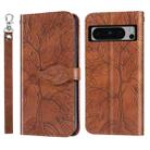 For Google Pixel 8 Pro Life Tree Embossing Pattern Flip Leather Phone Case(Brown) - 1