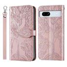 For Google Pixel 7a Life Tree Embossing Pattern Flip Leather Phone Case(Rose Gold) - 1