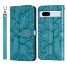 For Google Pixel 7a Life Tree Embossing Pattern Flip Leather Phone Case(Blue) - 1
