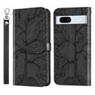 For Google Pixel 7a Life Tree Embossing Pattern Flip Leather Phone Case(Black) - 1