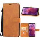 For Motorola Moto G24 Leather Phone Case(Brown) - 1