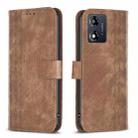 For Motorola Moto E13 4G Plaid Embossed Leather Phone Case(Brown) - 1