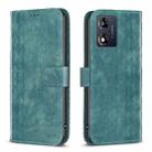 For Motorola Moto E13 4G Plaid Embossed Leather Phone Case(Green) - 1