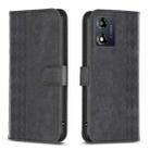 For Motorola Moto E13 4G Plaid Embossed Leather Phone Case(Black) - 1