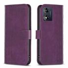 For Motorola Moto E13 4G Plaid Embossed Leather Phone Case(Purple) - 1