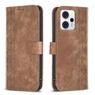 For Motorola Moto G13 4G /G53 5G Plaid Embossed Leather Phone Case(Brown) - 1