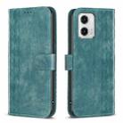 For Motorola Moto G73 5G Plaid Embossed Leather Phone Case(Green) - 1