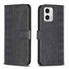 For Motorola Moto G73 5G Plaid Embossed Leather Phone Case(Black) - 1