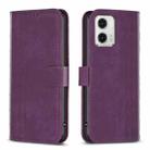 For Motorola Moto G73 5G Plaid Embossed Leather Phone Case(Purple) - 1