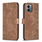 For Motorola Moto G14 4G Plaid Embossed Leather Phone Case(Brown) - 1