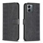 For Motorola Moto G14 4G Plaid Embossed Leather Phone Case(Black) - 1