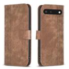 For Google Pixel 7 Plaid Embossed Leather Phone Case(Brown) - 1