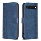 For Google Pixel 7 Plaid Embossed Leather Phone Case(Blue) - 1