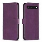 For Google Pixel 7 Plaid Embossed Leather Phone Case(Purple) - 1