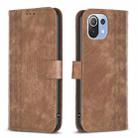 For Xiaomi 11 Lite Plaid Embossed Leather Phone Case(Brown) - 1
