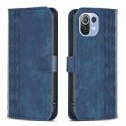 For Xiaomi 11 Lite Plaid Embossed Leather Phone Case(Blue) - 1