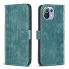 For Xiaomi 11 Lite Plaid Embossed Leather Phone Case(Green) - 1