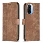 For Xiaomi 11i / Redmi K40 Plaid Embossed Leather Phone Case(Brown) - 1