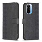 For Xiaomi 11i / Redmi K40 Plaid Embossed Leather Phone Case(Black) - 1