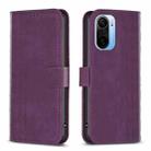 For Xiaomi 11i / Redmi K40 Plaid Embossed Leather Phone Case(Purple) - 1