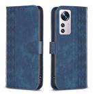 For Xiaomi 12 Plaid Embossed Leather Phone Case(Blue) - 1
