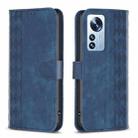 For Xiaomi 12 Pro Plaid Embossed Leather Phone Case(Blue) - 1