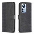 For Xiaomi 12 Pro Plaid Embossed Leather Phone Case(Black) - 1