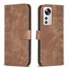 For Xiaomi 12 Lite Plaid Embossed Leather Phone Case(Brown) - 1