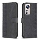 For Xiaomi 12 Lite Plaid Embossed Leather Phone Case(Black) - 1