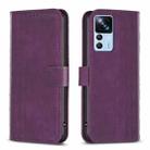 For Xiaomi 12T / 12T Pro Plaid Embossed Leather Phone Case(Purple) - 1