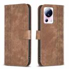 For Xiaomi 13 Lite 5G / Civi 2 Plaid Embossed Leather Phone Case(Brown) - 1