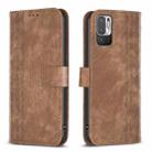 For Xiaomi Poco M3 Pro Plaid Embossed Leather Phone Case(Brown) - 1