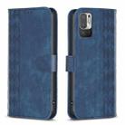 For Xiaomi Poco M3 Pro Plaid Embossed Leather Phone Case(Blue) - 1