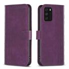 For Xiaomi Poco M3 CN Version Plaid Embossed Leather Phone Case(Purple) - 1