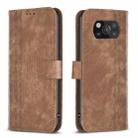 For Xiaomi Poco X3 / X3 NFC Plaid Embossed Leather Phone Case(Brown) - 1