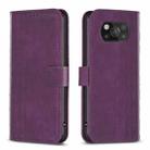 For Xiaomi Poco X3 / X3 NFC Plaid Embossed Leather Phone Case(Purple) - 1