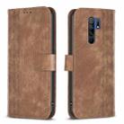 For Xiaomi Redmi 9 Plaid Embossed Leather Phone Case(Brown) - 1