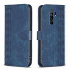 For Xiaomi Redmi 9 Plaid Embossed Leather Phone Case(Blue) - 1