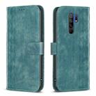 For Xiaomi Redmi 9 Plaid Embossed Leather Phone Case(Green) - 1