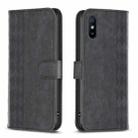 For Xiaomi Redmi 9A Plaid Embossed Leather Phone Case(Black) - 1