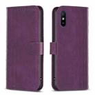 For Xiaomi Redmi 9A Plaid Embossed Leather Phone Case(Purple) - 1