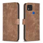 For Xiaomi Redmi 9C Plaid Embossed Leather Phone Case(Brown) - 1