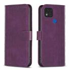 For Xiaomi Redmi 9C Plaid Embossed Leather Phone Case(Purple) - 1