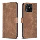 For Xiaomi Redmi 10C Plaid Embossed Leather Phone Case(Brown) - 1
