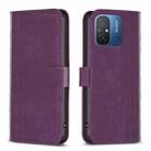 For Xiaomi Redmi 12C Plaid Embossed Leather Phone Case(Purple) - 1