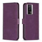 For Xiaomi Redmi K60 / K60 Pro Plaid Embossed Leather Phone Case(Purple) - 1