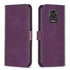 For Xiaomi Redmi Note 9 Pro Plaid Embossed Leather Phone Case(Purple) - 1