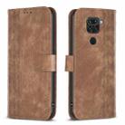 For Xiaomi Redmi Note 9 Plaid Embossed Leather Phone Case(Brown) - 1